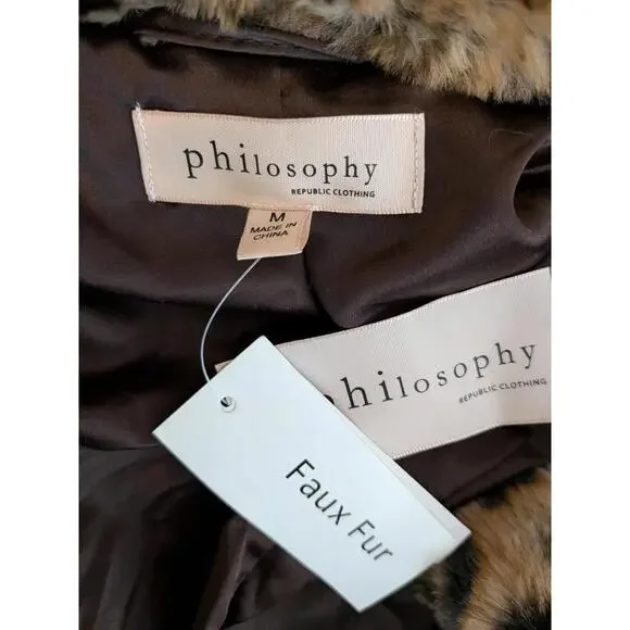 Philosophy Republic Clothing Jacket Womens Medium Brown Leopard Faux Fur - Picture 7 of 7